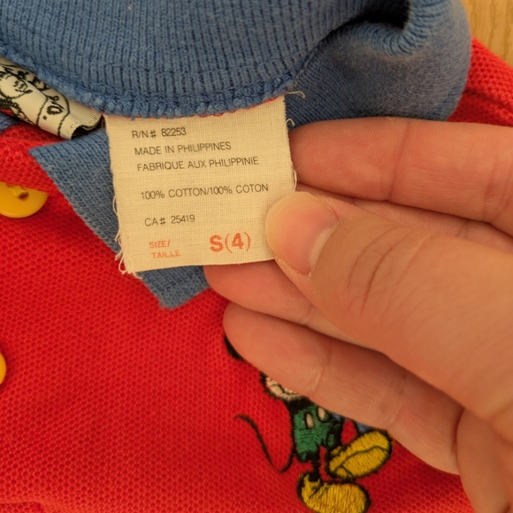 Vintage Disney Mickey Mouse Embroidered Cotton Polo T-shirt - Picture 5 of 5